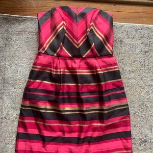 NWT Vineyard Vines Strapless Dress in metallic Pink and Black with Gold Accents